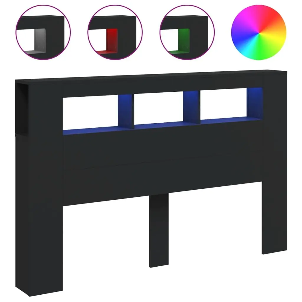 LED Headboard Modern 160 cm Black Engineered Wood with RGB Lights