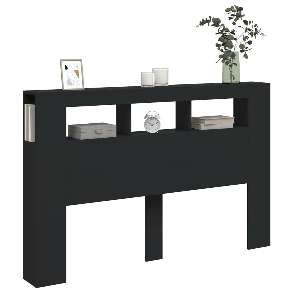 LED Headboard Modern 160 cm Black Engineered Wood with RGB Lights