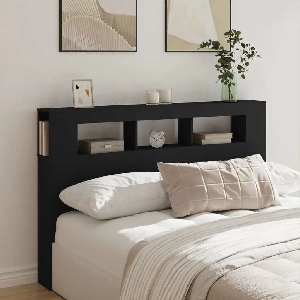 LED Headboard Modern 160 cm Black Engineered Wood with RGB Lights