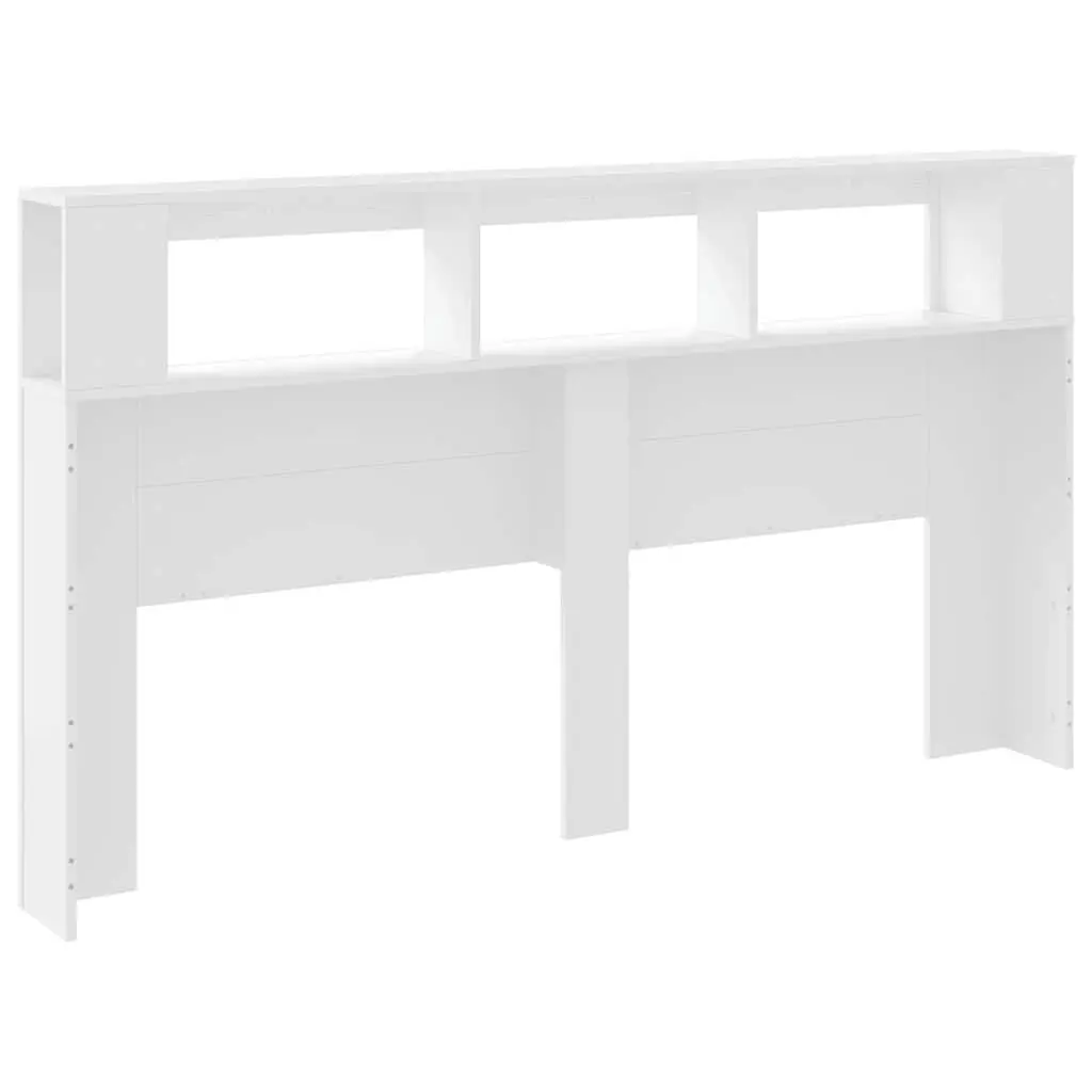 LED Headboard White 180cm Modern Engineered Wood with RGB Lights and Storage Top
