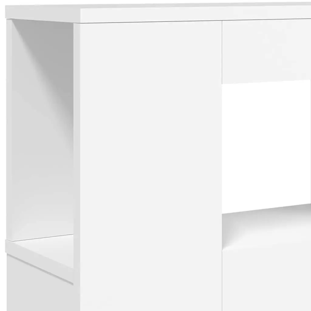 LED Headboard White 180cm Modern Engineered Wood with RGB Lights and Storage Top