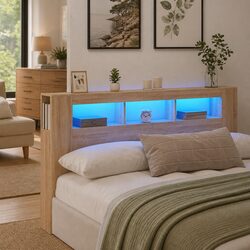 Brown LED Headboard 180cm Engineered Wood with RGB Lights