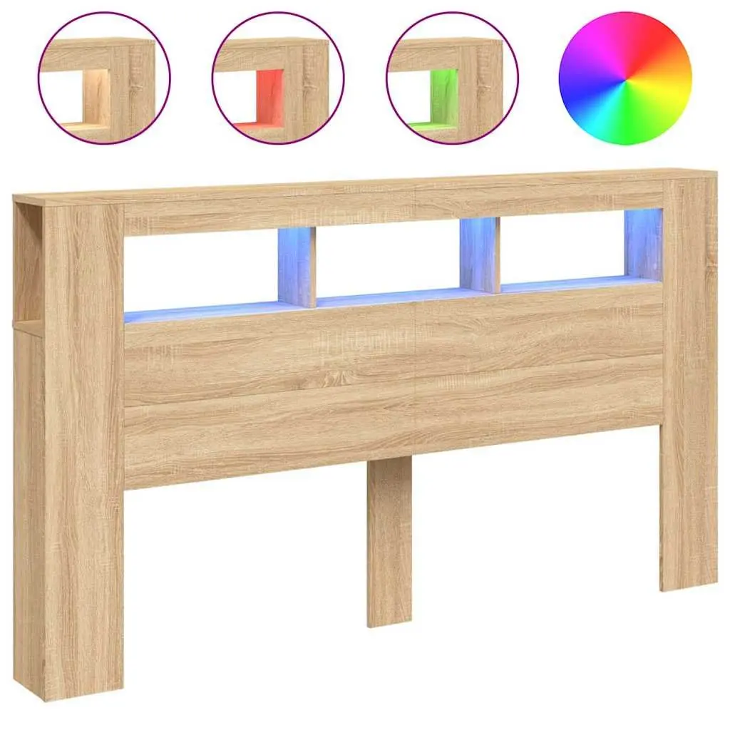 Brown LED Headboard 180cm Engineered Wood with RGB Lights