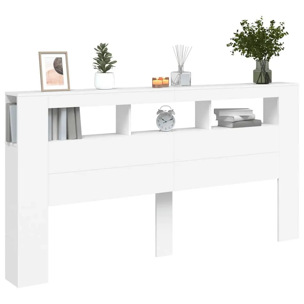 LED Headboard Bed Frame in White 200cm