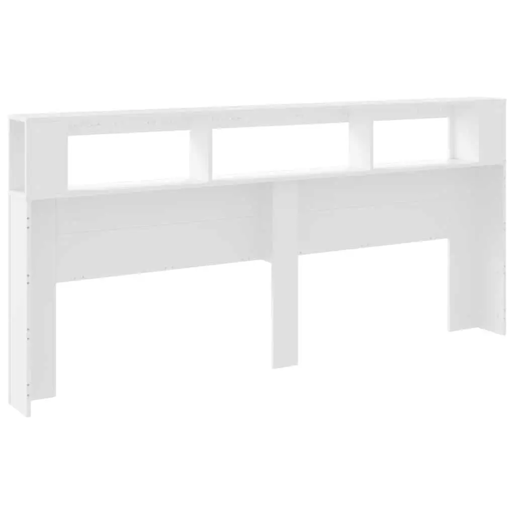 White LED Headboard with RGB Lighting and Storage