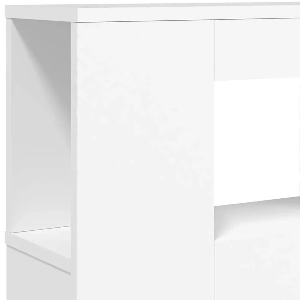 White LED Headboard with RGB Lighting and Storage