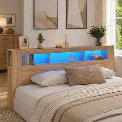 LED Headboard 220cm with RGB Lights and Storage