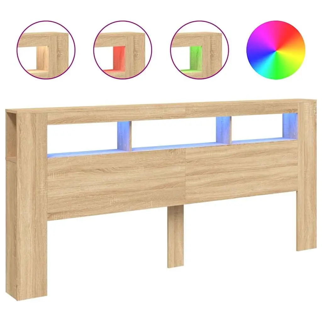LED Headboard 220cm with RGB Lights and Storage