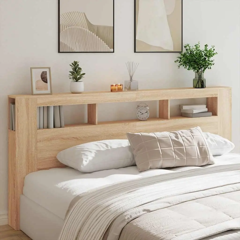 LED Headboard 220cm with RGB Lights and Storage