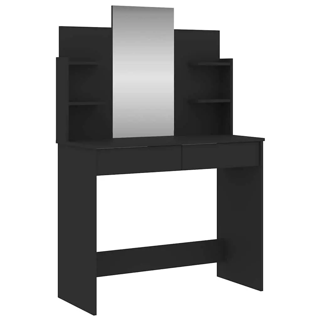 Black Dressing Table with Mirror and Storage