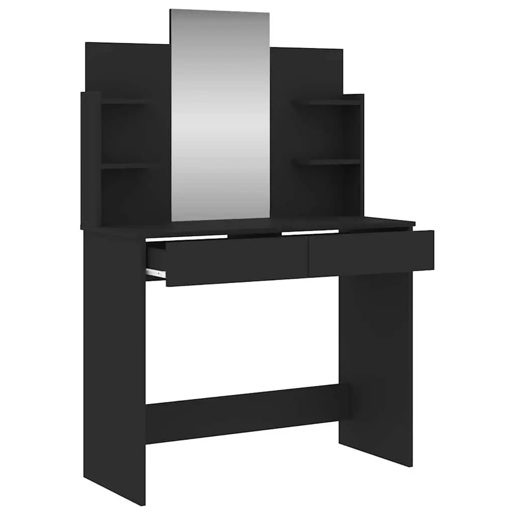 Black Dressing Table with Mirror and Storage