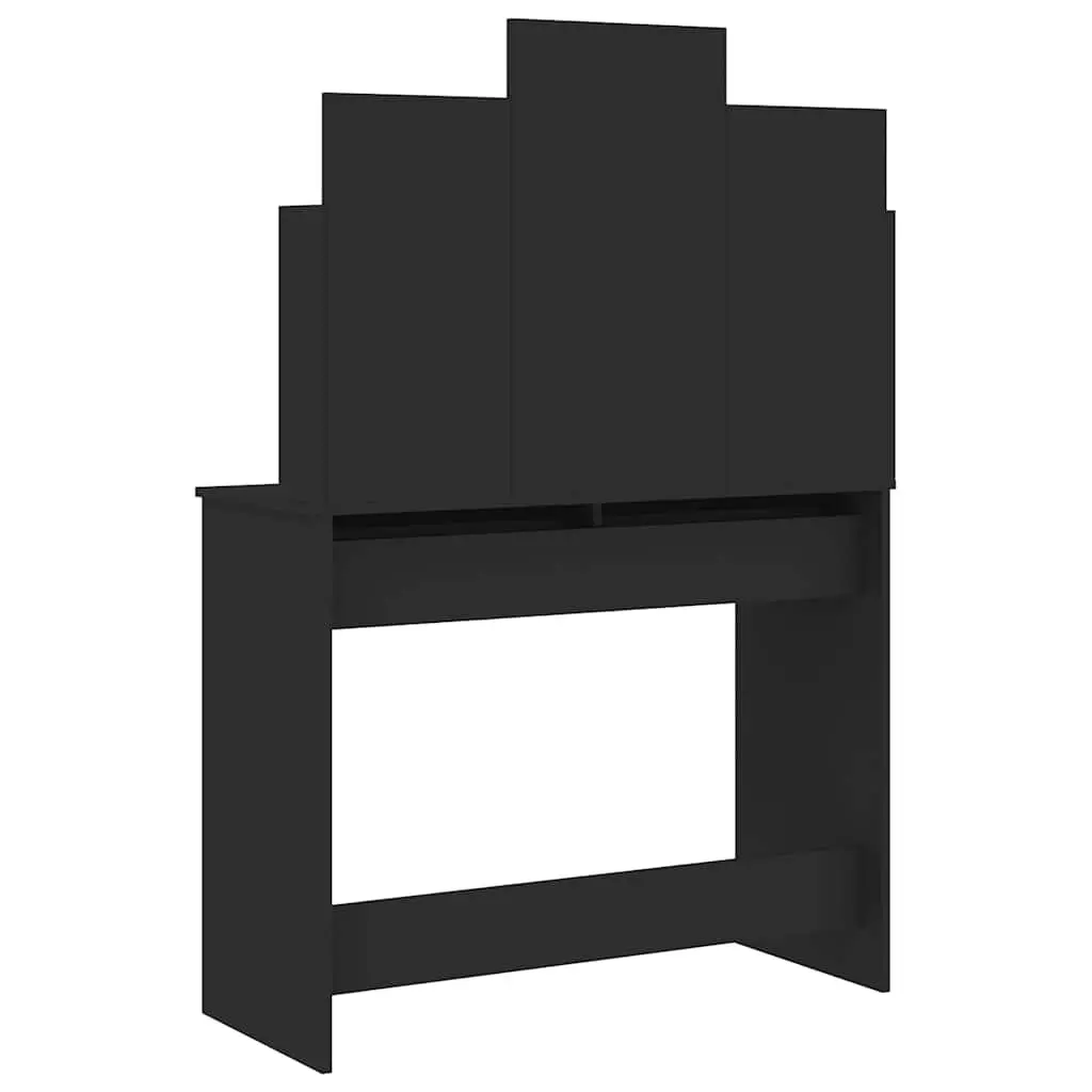 Black Dressing Table with Mirror and Storage