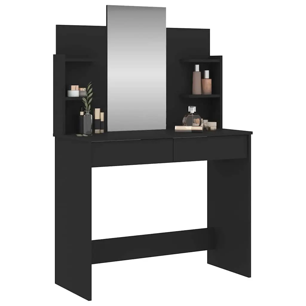 Black Dressing Table with Mirror and Storage