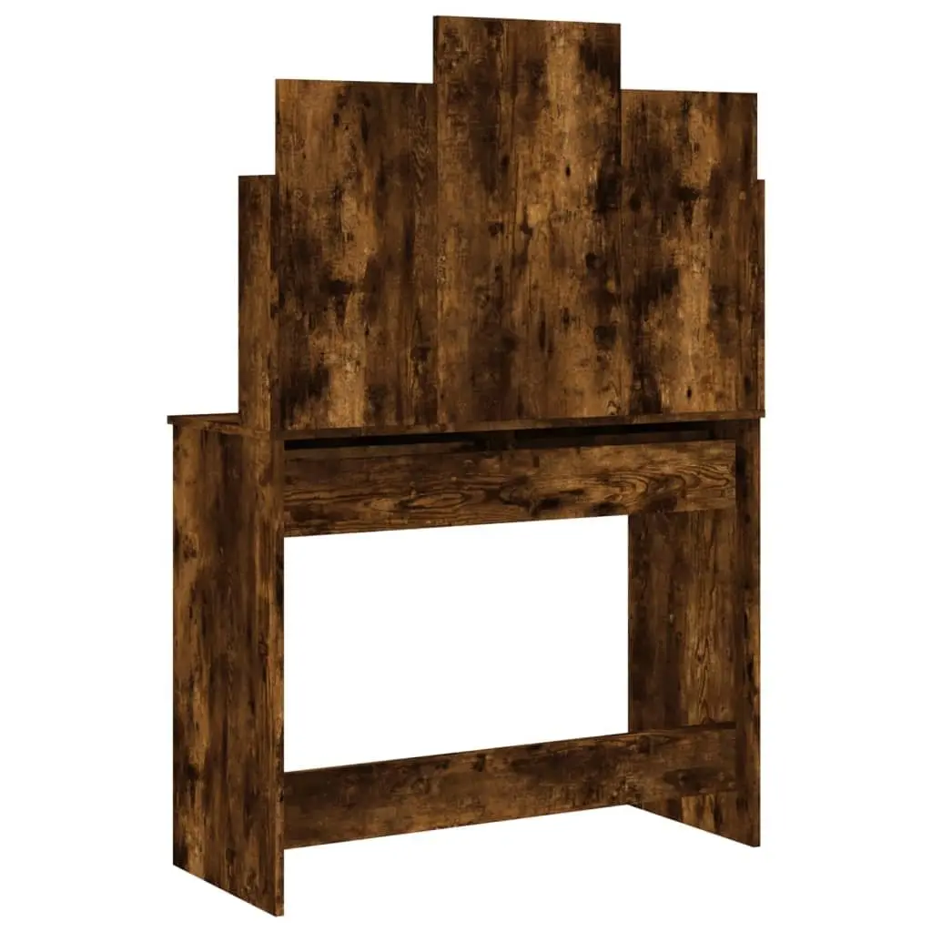 Dressing Table with Mirror Brown Engineered Wood Makeup Desk Storage Drawers