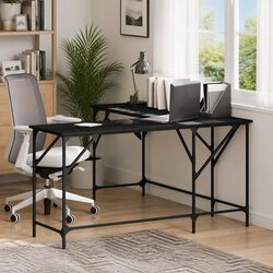L-Shaped Black Office Desk for Corner Workspaces