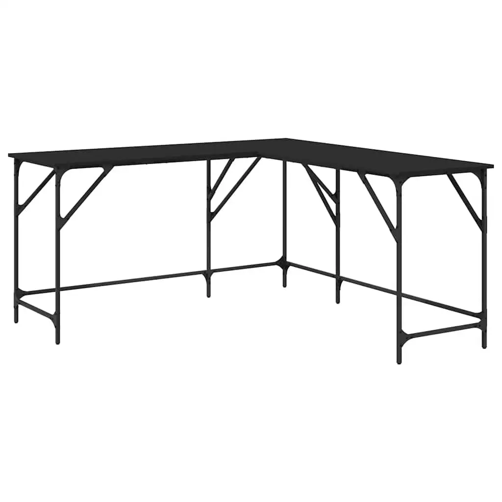 L-Shaped Black Office Desk for Corner Workspaces