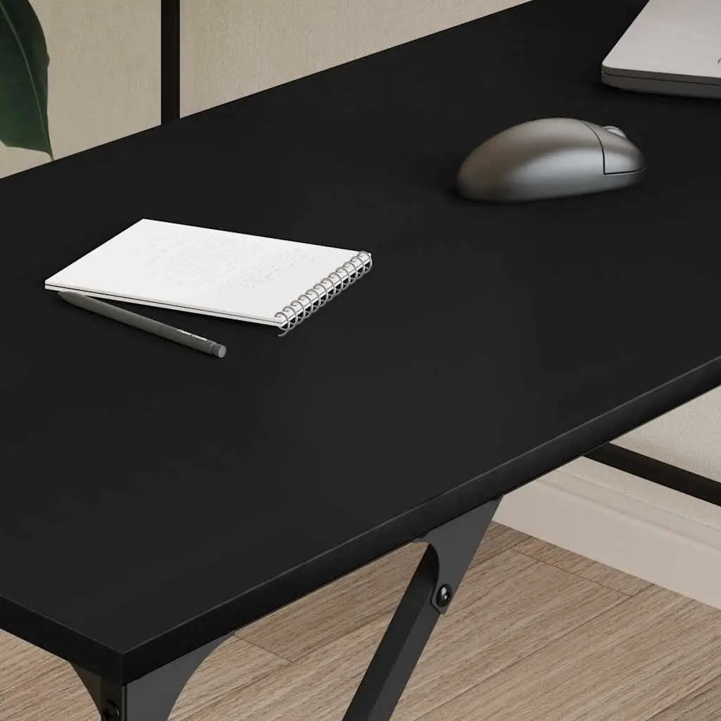 L-Shaped Black Office Desk for Corner Workspaces