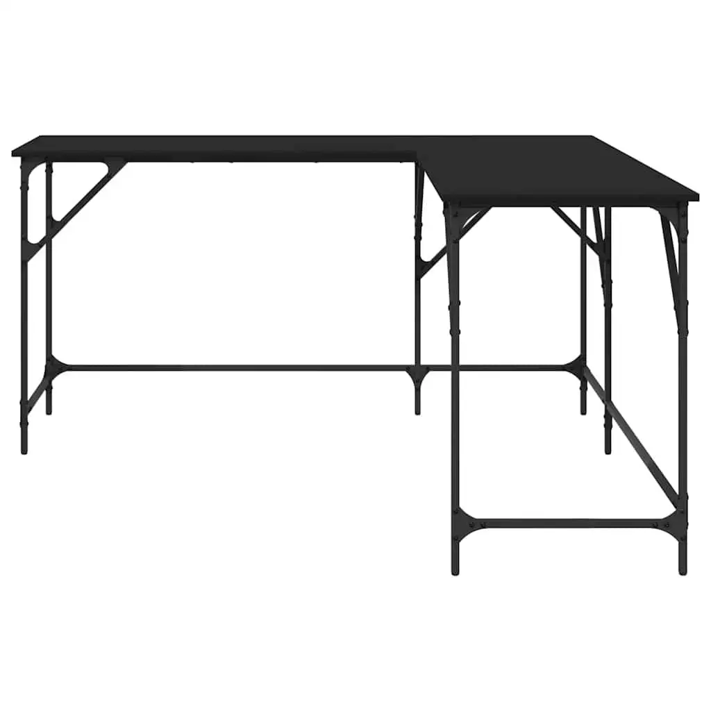L-Shaped Black Office Desk for Corner Workspaces