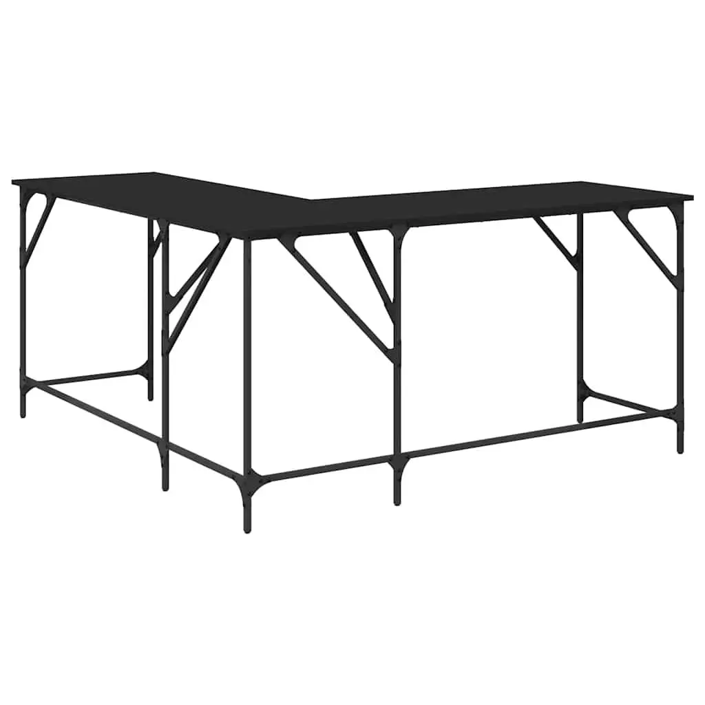 L-Shaped Black Office Desk for Corner Workspaces