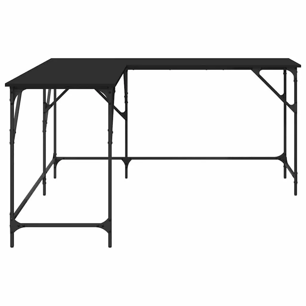 L-Shaped Black Office Desk for Corner Workspaces