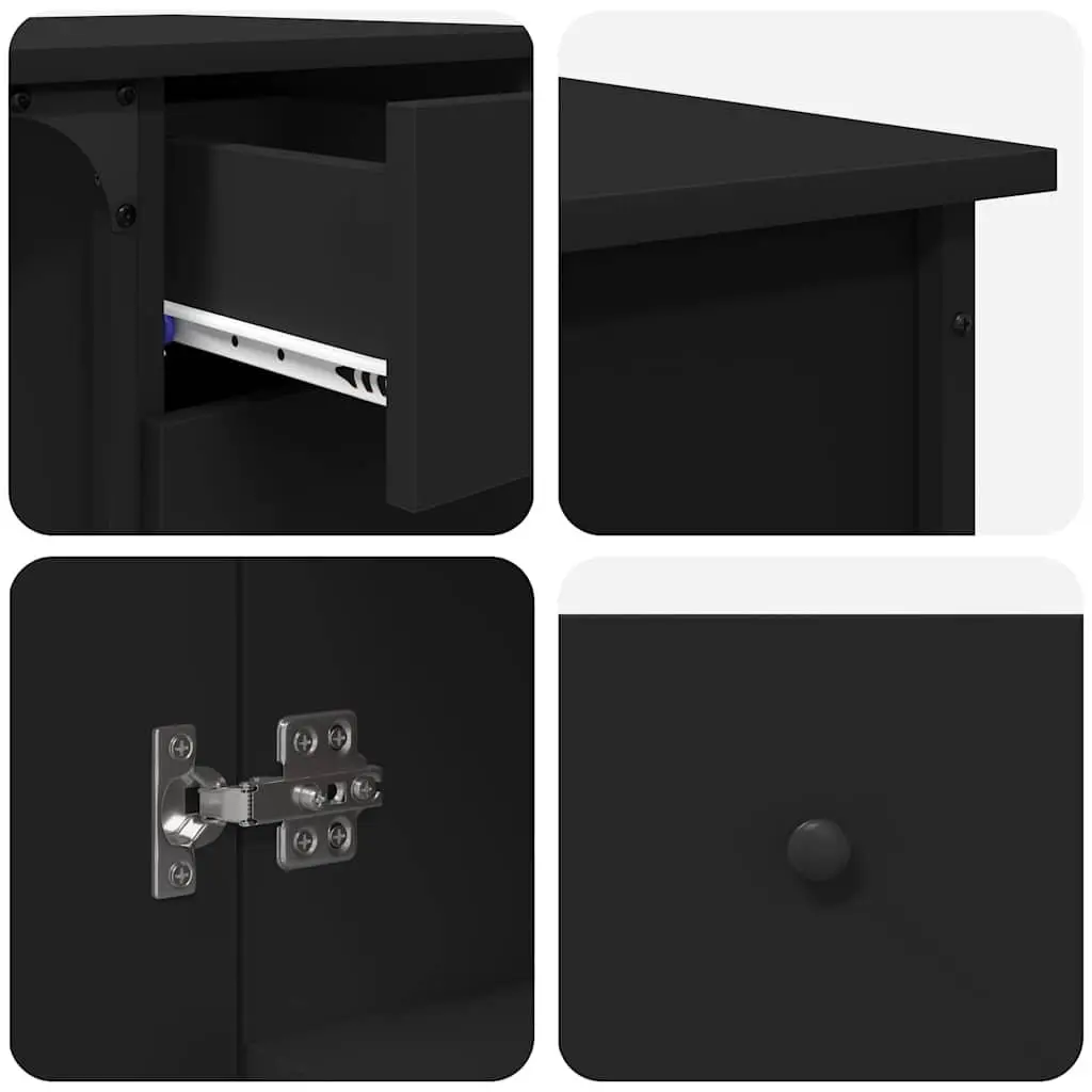 L-Shaped Office Desk Black Engineered Wood Metal Frame 141 x 141 x 75 cm