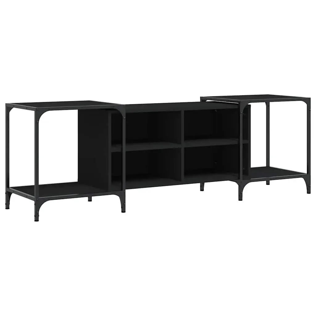 Black Engineered Wood TV Cabinet with Storage