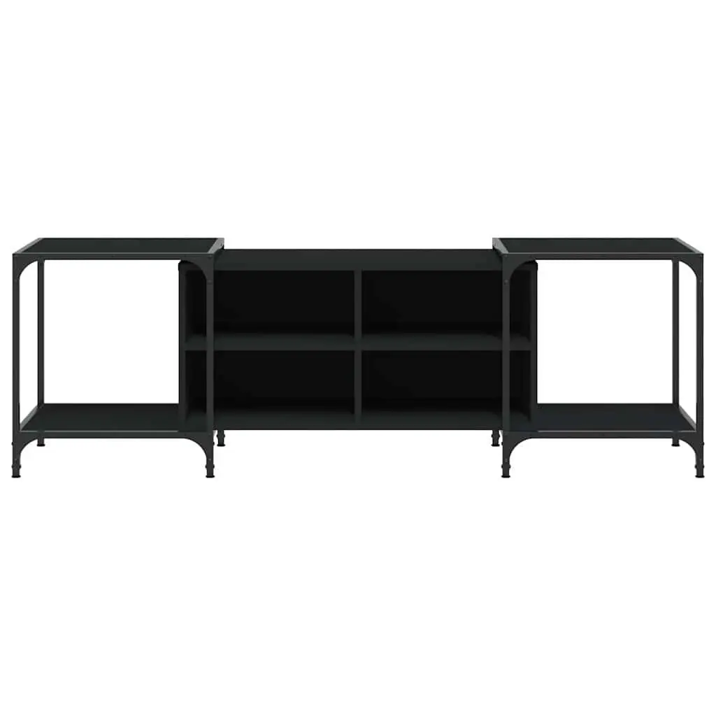 Black Engineered Wood TV Cabinet with Storage