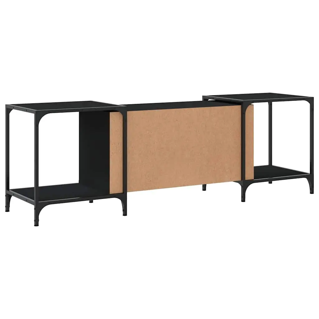Black Engineered Wood TV Cabinet with Storage