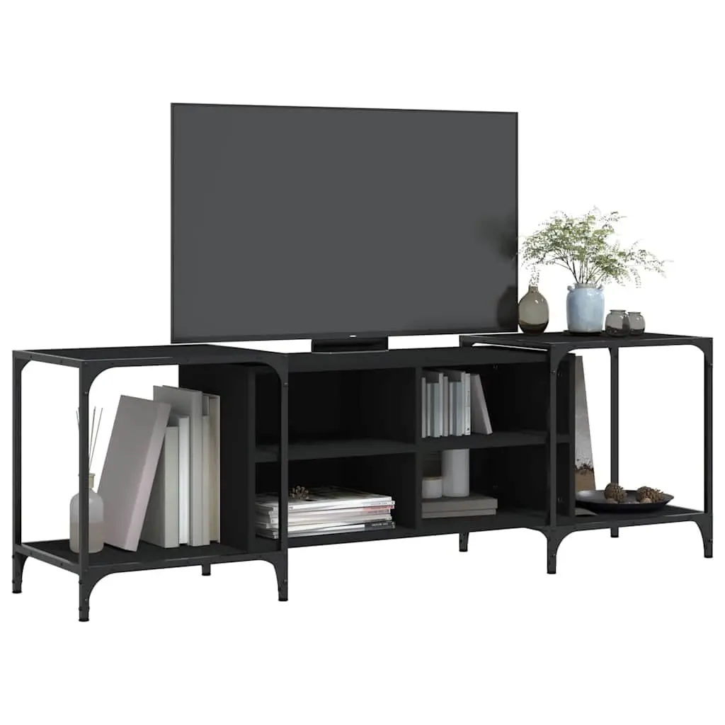 Black Engineered Wood TV Cabinet with Storage