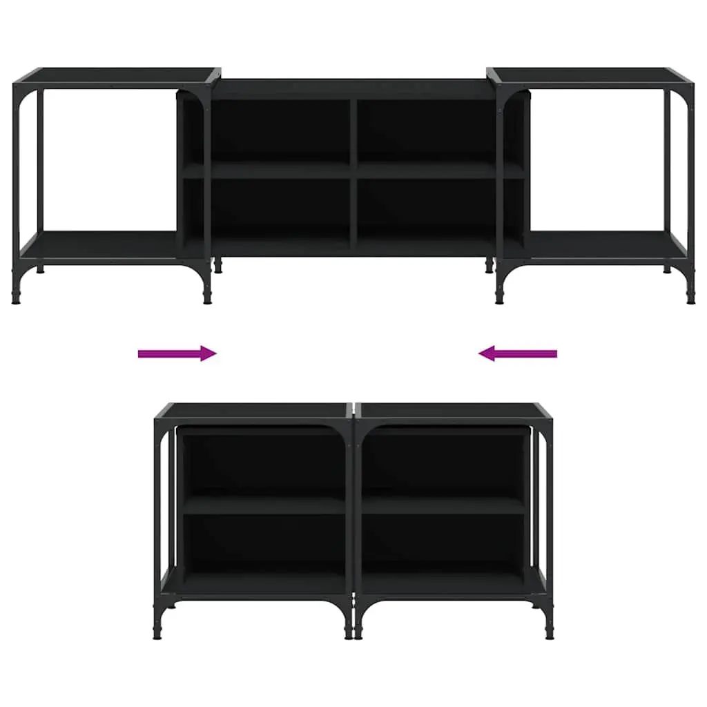Black Engineered Wood TV Cabinet with Storage