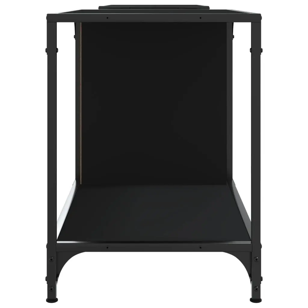 Engineered Wood Black TV Stand Media Console Storage Unit 203x37x50cm