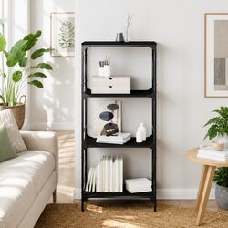 Stylish 4-Tier Black Bookcase for Home Organization