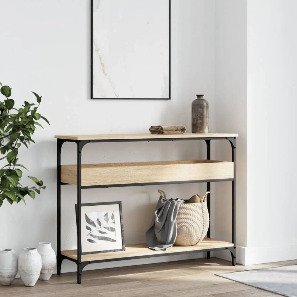 Sonoma Oak Brown Console Table with Shelf