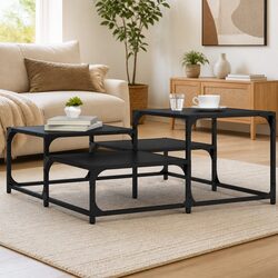 Modern Black Square Coffee Table for Living Spaces