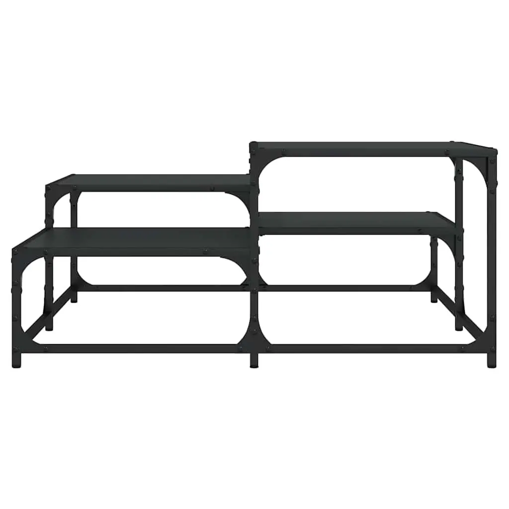 Black Square Coffee Table Living Room Accent Furniture Modern Design 87.5cm