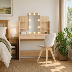 Stylish Bedroom Dressing Table with Mirror and LED Lights