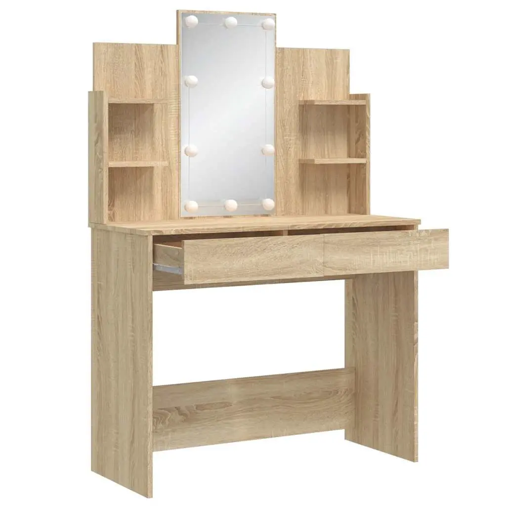 Bedroom Dressing Table with Mirror and LED Lights