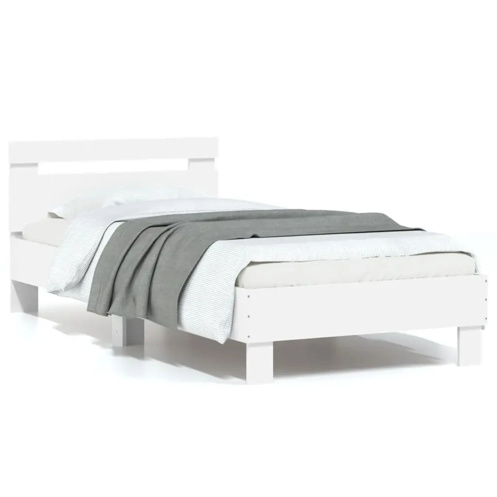 White Bed Frame with Integrated Headboard