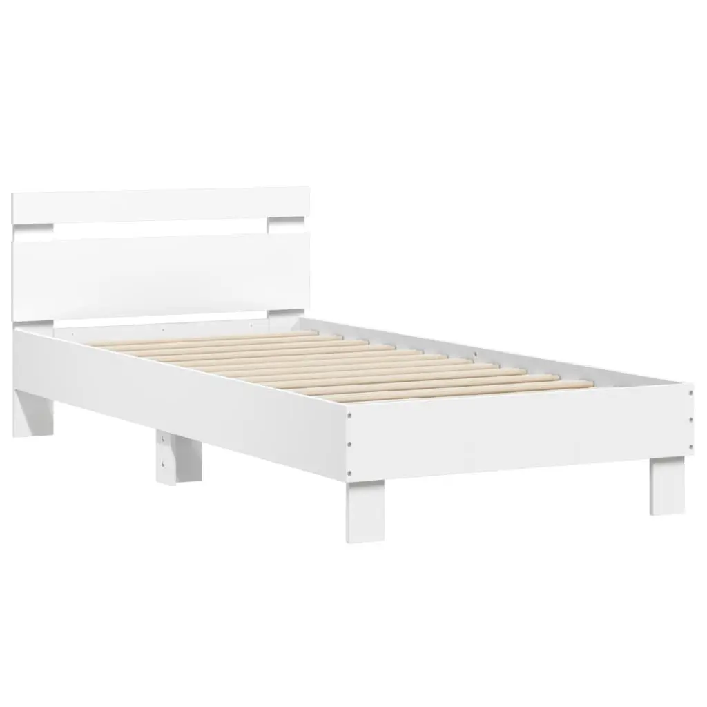 White Bed Frame with Integrated Headboard