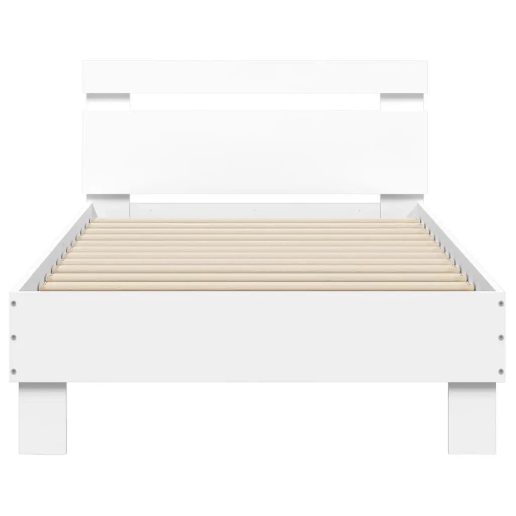 White Bed Frame with Integrated Headboard