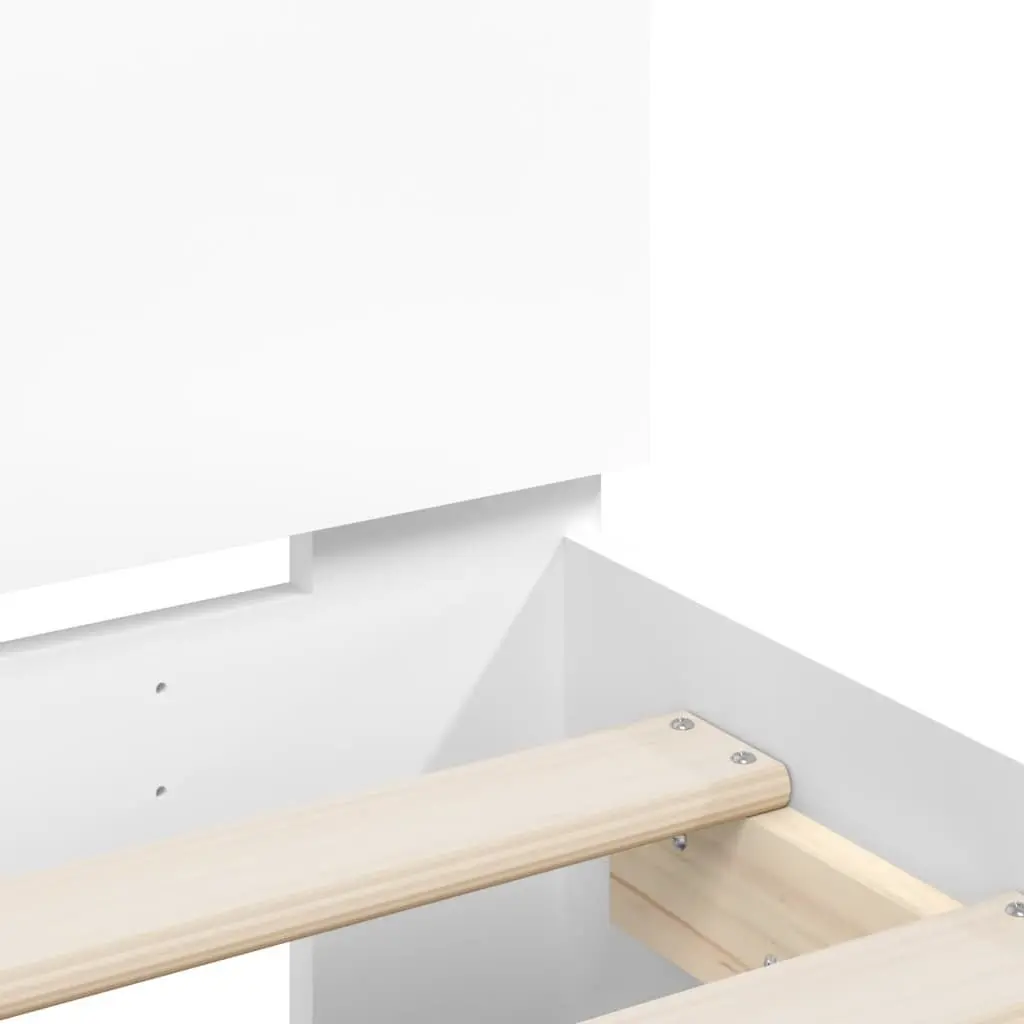White Bed Frame with Integrated Headboard