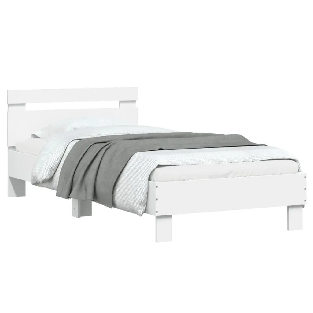 White Bed Frame with Integrated Headboard