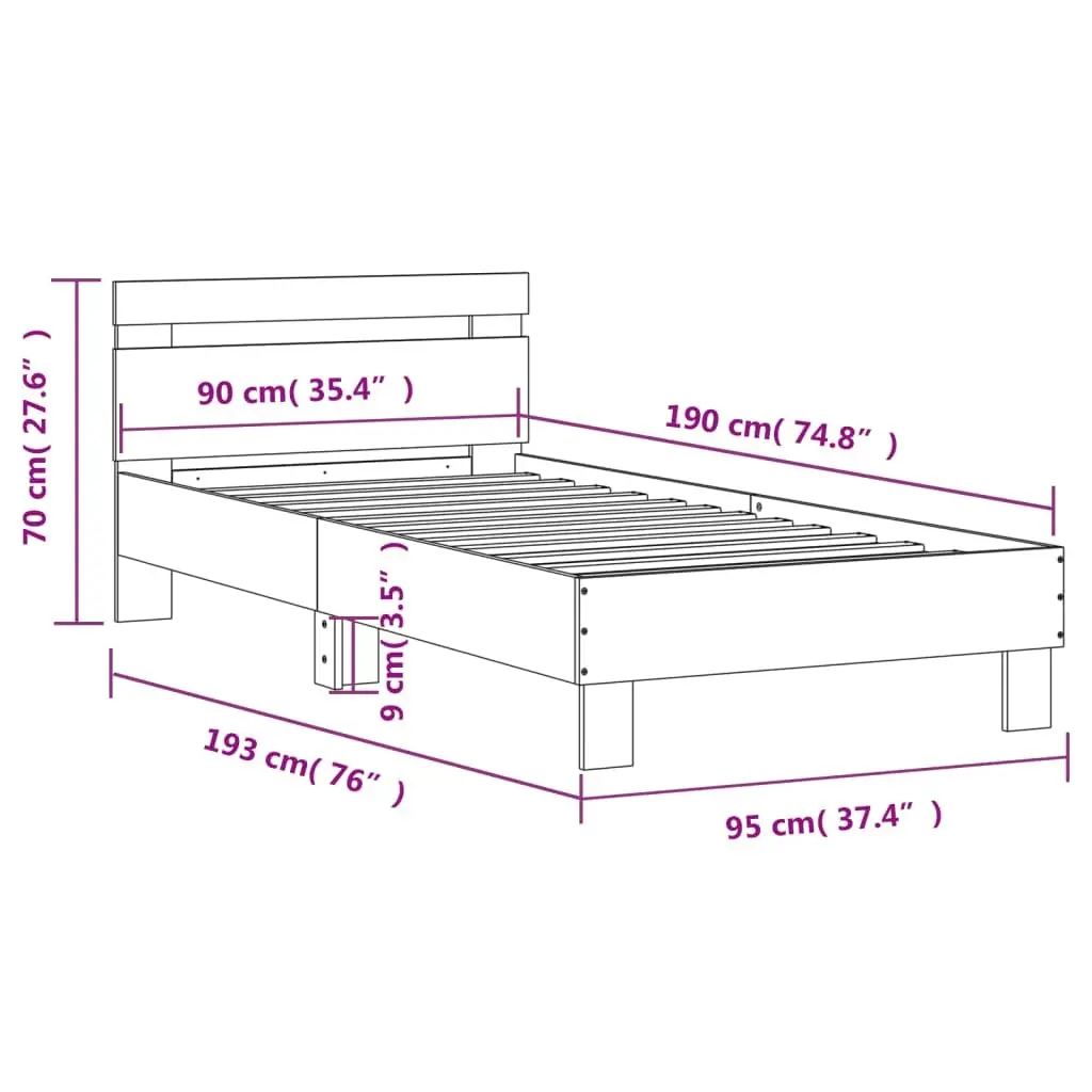 White Bed Frame with Integrated Headboard