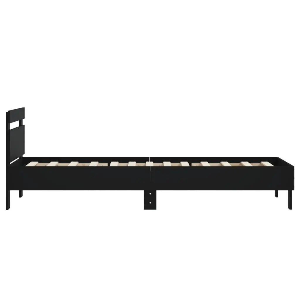 Black Bed Frame with Headboard 90x190 cm