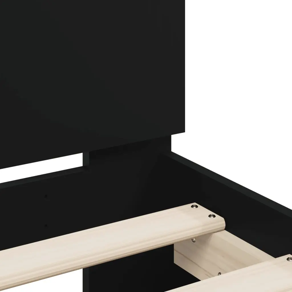 Black Bed Frame with Headboard 90x190 cm