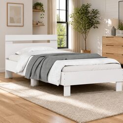 Inviting White Bed Frame with RGB LED Lights 90x190 cm