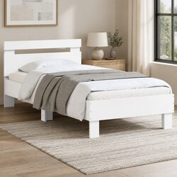 Inviting White Bed Frame with RGB LED Lights 90x190 cm