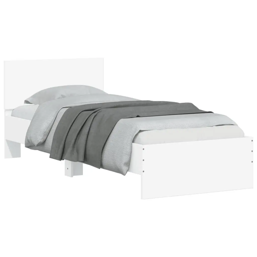 White Bed Frame with RGB LED Lights Headboard 90x190 cm