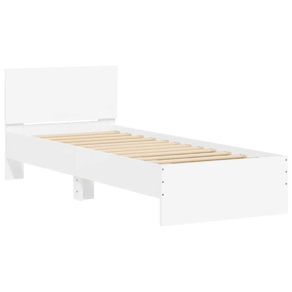 White Bed Frame with RGB LED Lights Headboard 90x190 cm