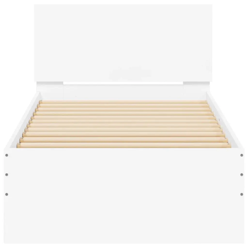 White Bed Frame with RGB LED Lights Headboard 90x190 cm